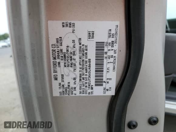 2005 Ford Explorer XLT с VIN 1FMZU73K45UA86488, выставлен на аукционе Copart как лот 81720655 с пробегом 270 541 миль миль и Списание • Salvage title. История ставок и продаж доступна на DreamBid. Изображение 13.