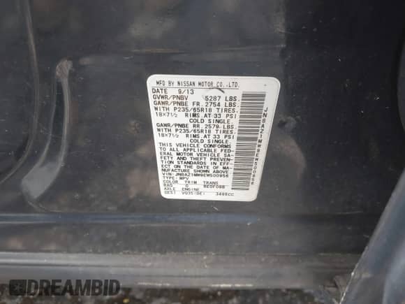 2014 Nissan Murano LE with VIN JN8AZ1MW9EW500956, listed as a IAAI auction lot 42234113 with 137,266 mi miles and . Bid and sale history available at DreamBid. Image 9.