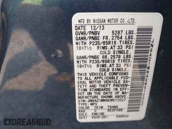 2014 Nissan Murano SL с VIN JN8AZ1MW4EW512027, выставлен на аукционе IAAI как лот 42937853 с пробегом 159 615 миль миль и . История ставок и продаж доступна на DreamBid. Изображение 9.