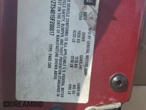 2005 Chevrolet Malibu LS z VIN 1G1ZT54815F208817, wystawiony jako Copart lot #70863154 z przebiegiem 122 750 mil mil oraz Czysty tytuł • Clean title. Historia ofert i sprzedaży dostępna na DreamBid. Obrazek 12.