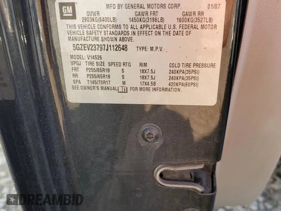 2007 Saturn Outlook XR with VIN 5GZEV23797J112648, listed as a Copart auction lot 74287844 with 178,207 mi miles and Salvage title. Bid and sale history available at DreamBid. Image 12.
