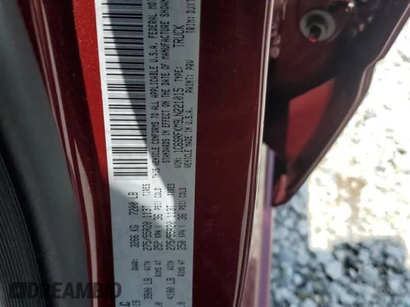 2020 Ram 1500 Longhorn with VIN 1C6SRFKM9LN221015, listed as a Copart auction lot 65352644 with 60,437 mi miles and Salvage title. Bid and sale history available at DreamBid. Image 14.