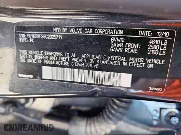 2012 Volvo S60 T5 с VIN YV1622FS8C2025711, выставлен на аукционе Copart как лот 71559935 с пробегом 112 131 миль миль и Чистый • Clean title. История ставок и продаж доступна на DreamBid. Изображение 12.