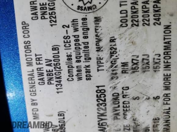 2000 Chevrolet Blazer LS с VIN 1GNCT18W6YK232581, выставлен на аукционе Copart как лот 60684535 с пробегом 187 093 миль миль и Чистый • Clean title. История ставок и продаж доступна на DreamBid. Изображение 13.