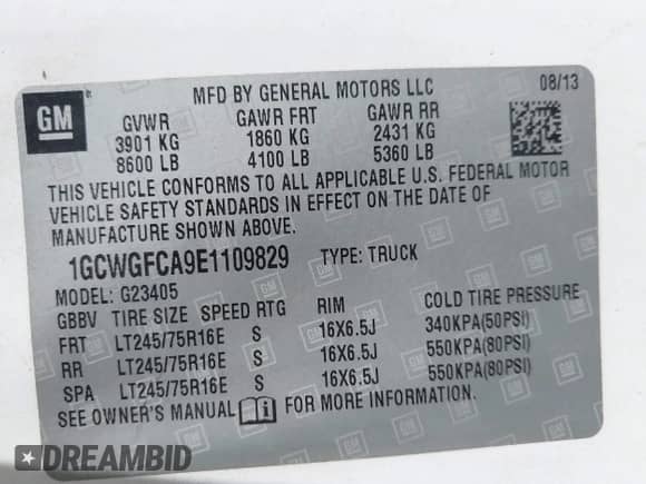 2014 Chevrolet Express Cargo with VIN 1GCWGFCA9E1109829, listed as a IAAI auction lot 42947617 with 380,875 mi miles and . Bid and sale history available at DreamBid. Image 9.