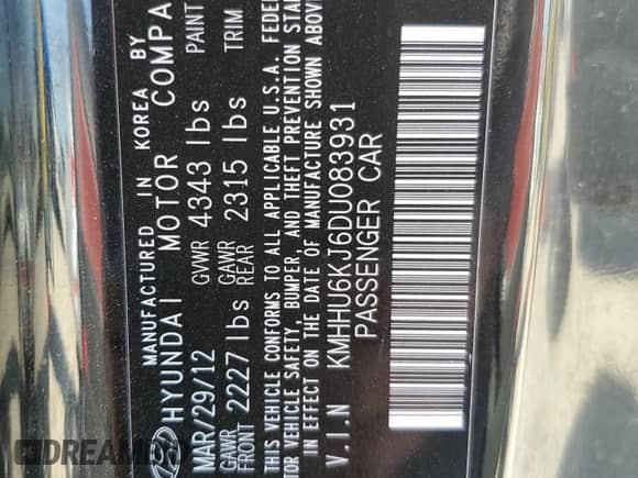 2013 Hyundai Genesis Coupe Track с VIN KMHHU6KJ6DU083931, выставлен на аукционе Copart как лот 47243305 с пробегом 191 183 миль миль и Списание • Salvage title. История ставок и продаж доступна на DreamBid. Изображение 12.