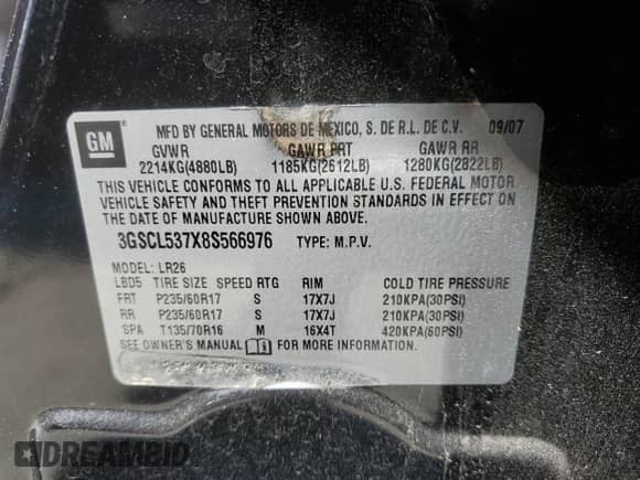 2008 Saturn VUE XR z VIN 3GSCL537X8S566976, wystawiony jako Copart lot #76620564 z przebiegiem 79 711 mil mil oraz Szkoda całkowita • Salvage title. Historia ofert i sprzedaży dostępna na DreamBid. Obrazek 14.