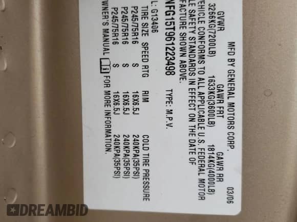 2006 Chevrolet Express Passenger z VIN 1GNFG15T961223498, wystawiony jako Copart lot #45679095 z przebiegiem 191 266 mil mil oraz Szkoda całkowita • Salvage title. Historia ofert i sprzedaży dostępna na DreamBid. Obrazek 13.