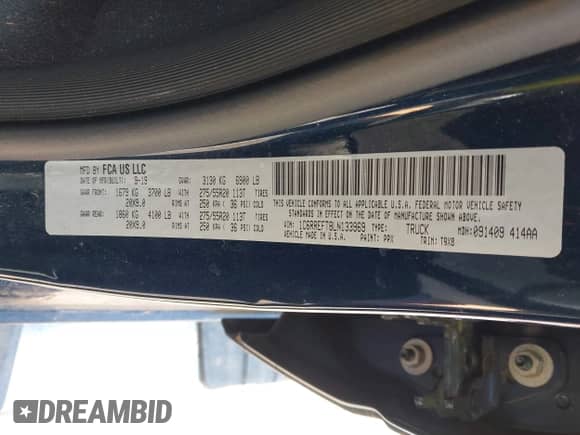 2020 Ram 1500 Lone Star z VIN 1C6RREFT8LN133969, wystawiony jako IAAI lot #43192733 z przebiegiem Nie podano mil oraz . Historia ofert i sprzedaży dostępna na DreamBid. Obrazek 9.