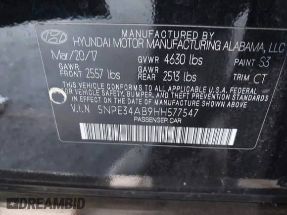 2017 Hyundai Sonata Limited with VIN 5NPE34AB9HH577547, listed as a IAAI auction lot 42673209 with 112,452 mi miles and . Bid and sale history available at DreamBid. Image 9.