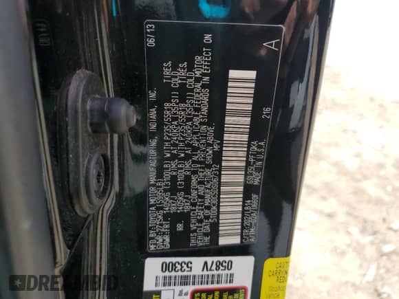 2013 Toyota Sienna XLE с VIN 5TDDK3DC5DS067312, выставлен на аукционе Copart как лот 80284705 с пробегом 179 791 миль миль и Чистый • Clean title. История ставок и продаж доступна на DreamBid. Изображение 13.