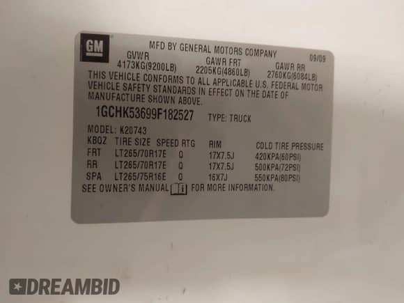 2009 Chevrolet Silverado 2500HD LT с VIN 1GCHK53699F182527, выставлен на аукционе IAAI как лот 43125416 с пробегом 217 305 миль миль и . История ставок и продаж доступна на DreamBid. Изображение 9.