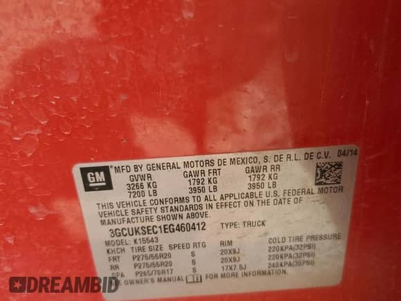 2014 Chevrolet Silverado 1500 LTZ z VIN 3GCUKSEC1EG460412, wystawiony jako Copart lot #60064005 z przebiegiem 164 503 mil mil oraz Szkoda całkowita • Salvage title. Historia ofert i sprzedaży dostępna na DreamBid. Obrazek 13.
