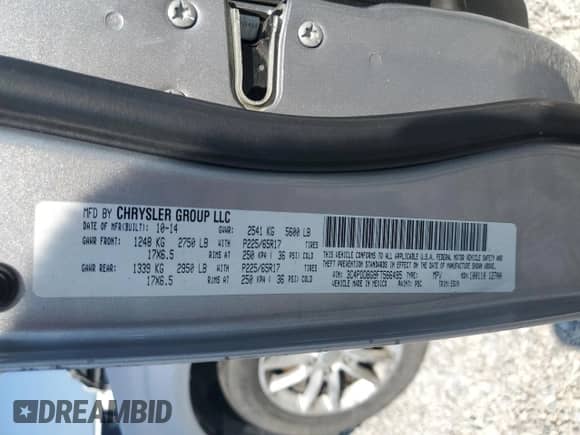 2015 Dodge Journey SXT with VIN 3C4PDDBG9FT566495, listed as a Copart auction lot 80055625 with 233,335 mi miles and Salvage title. Bid and sale history available at DreamBid. Image 13.