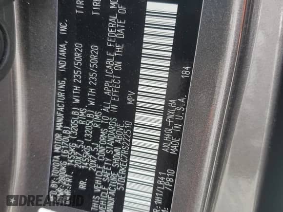 2024 Toyota Sienna Platinum z VIN 5TDERKEC7RS222510, wystawiony jako Copart lot #50896995 z przebiegiem 7 270 mil mil oraz Szkoda całkowita • Salvage title. Historia ofert i sprzedaży dostępna na DreamBid. Obrazek 16.