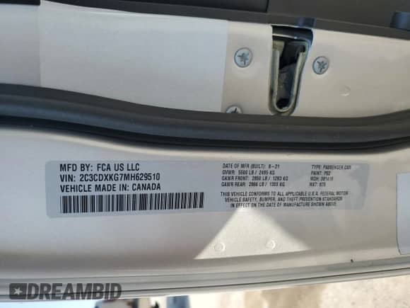 2021 Dodge Charger Police с VIN 2C3CDXKG7MH629510, выставлен на аукционе Copart как лот 63582005 с пробегом 75 206 миль миль и Списание • Salvage title. История ставок и продаж доступна на DreamBid. Изображение 13.