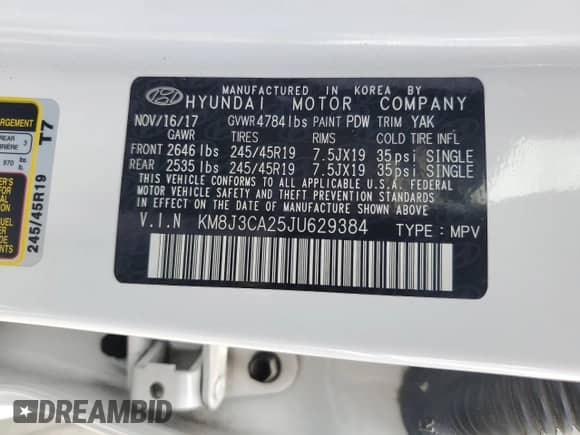 2018 Hyundai Tucson Value with VIN KM8J3CA25JU629384, listed as a Copart auction lot 65897985 with 95,743 mi miles and Salvage title. Bid and sale history available at DreamBid. Image 13.