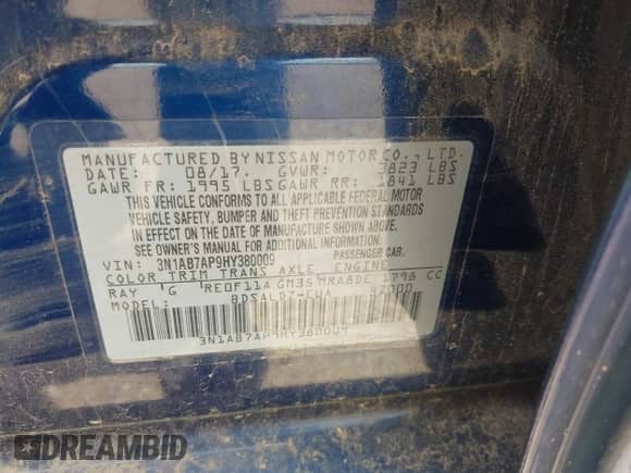 2017 Nissan Sentra SR с VIN 3N1AB7AP9HY380009, выставлен на аукционе IAAI как лот 42579902 с пробегом 126 012 миль миль и . История ставок и продаж доступна на DreamBid. Изображение 9.