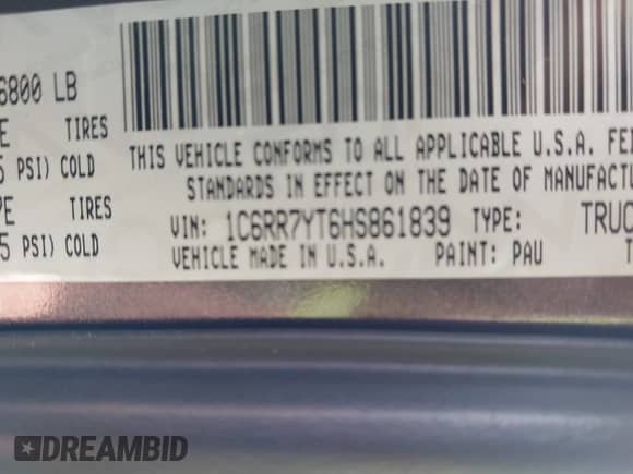 2017 Ram 1500 Rebel z VIN 1C6RR7YT6HS861839, wystawiony jako IAAI lot #42407025 z przebiegiem 127 084 mil mil oraz . Historia ofert i sprzedaży dostępna na DreamBid. Obrazek 9.
