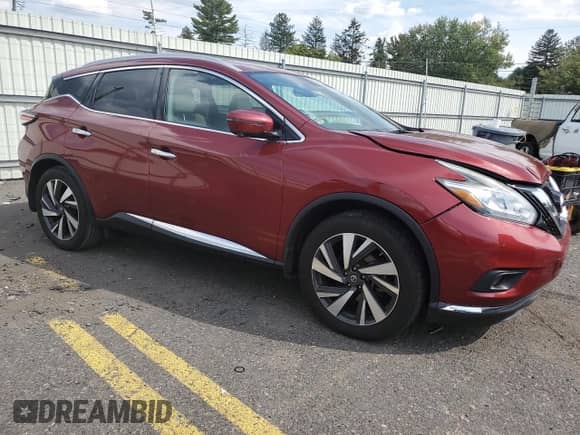 2018 Nissan Murano Platinum z VIN 5N1AZ2MH4JN197549, wystawiony jako Copart lot #80708475 z przebiegiem 72 996 mil mil oraz Szkoda całkowita • Salvage title. Historia ofert i sprzedaży dostępna na DreamBid. Obrazek 4.
