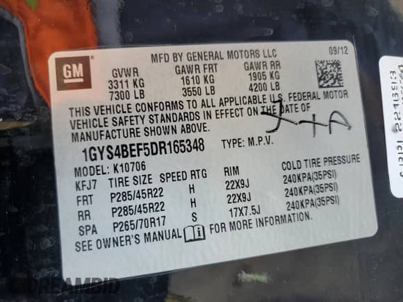 2013 Cadillac Escalade Luxury z VIN 1GYS4BEF5DR165348, wystawiony jako Copart lot #81265015 z przebiegiem 88 676 mil mil oraz Szkoda całkowita • Salvage title. Historia ofert i sprzedaży dostępna na DreamBid. Obrazek 13.