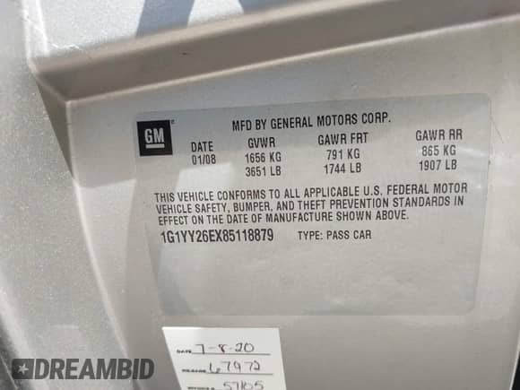 2008 Chevrolet Corvette Z06 с VIN 1G1YY26EX85118879, выставлен на аукционе IAAI как лот 43001335 с пробегом 74 665 миль миль и . История ставок и продаж доступна на DreamBid. Изображение 9.