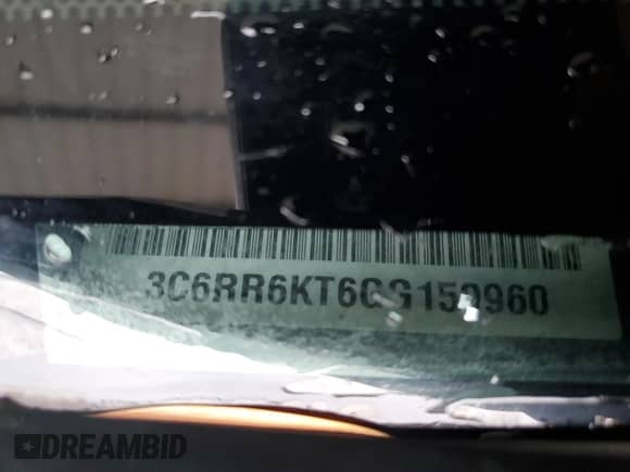 2016 Ram 1500 Express with VIN 3C6RR6KT6GG150960, listed as a Copart auction lot 81191715 with 166,904 mi miles and Salvage title. Bid and sale history available at DreamBid. Image 12.