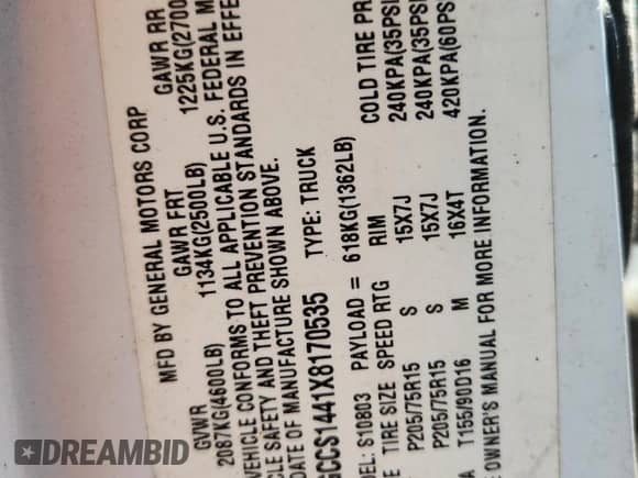 1999 Chevrolet S-10 с VIN 1GCCS1441X8170535, выставлен на аукционе Copart как лот 64968575 с пробегом 99 586 миль миль и Чистый • Clean title. История ставок и продаж доступна на DreamBid. Изображение 12.