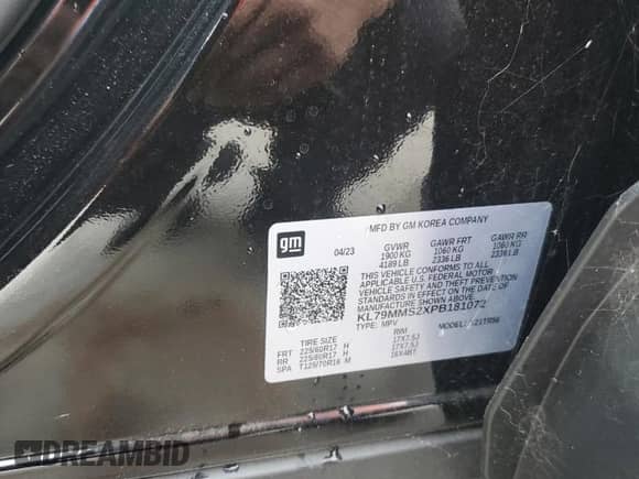 2023 Chevrolet TrailBlazer LS with VIN KL79MMS2XPB181072, listed as a Copart auction lot 66100415 with 22,973 mi miles and Salvage title. Bid and sale history available at DreamBid. Image 13.