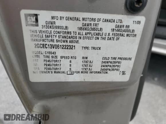 2006 Chevrolet Silverado 1500 LS с VIN 2GCEC13V061222321, выставлен на аукционе Copart как лот 72090955 с пробегом 327 426 миль миль и Списание • Salvage title. История ставок и продаж доступна на DreamBid. Изображение 13.