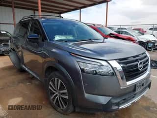 2023 Nissan Pathfinder Platinum with VIN 5N1DR3DG2PC250280, listed as a IAAI auction lot 42248770 with 31,154 mi miles and . Bid and sale history available at DreamBid. Image 1.