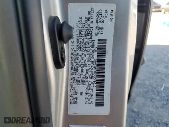 2004 Toyota Sienna XLE z VIN 5TDBA22C94S012496, wystawiony jako Copart lot #80386005 z przebiegiem 180 370 mil mil oraz Szkoda całkowita • Salvage title. Historia ofert i sprzedaży dostępna na DreamBid. Obrazek 12.