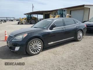2016 Hyundai Equus Ultimate with VIN KMHGH4JH2GU101056, listed as a Copart auction lot 49277345 with 118,450 mi miles and Salvage title. Bid and sale history available at DreamBid. Image 1.