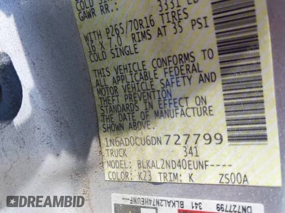 2013 Nissan Frontier SV с VIN 1N6AD0CU6DN727799, выставлен на аукционе IAAI как лот 42508752 с пробегом 105 835 миль миль и . История ставок и продаж доступна на DreamBid. Изображение 9.