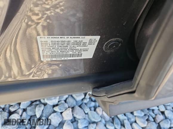 2018 Honda Pilot Touring z VIN 5FNYF5H92JB013871, wystawiony jako Copart lot #80849125 z przebiegiem 77 905 mil mil oraz Nie do naprawy • Non repairable. Historia ofert i sprzedaży dostępna na DreamBid. Obrazek 13.