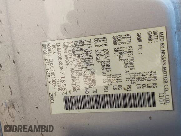 2018 Nissan Frontier SV с VIN 1N6AD0ER8JN718557, выставлен на аукционе IAAI как лот 42302710 с пробегом Не указан миль и . История ставок и продаж доступна на DreamBid. Изображение 9.