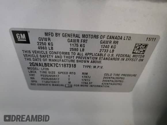 2012 Chevrolet Equinox LS with VIN 2GNALBEK7C1187318, listed as a Copart auction lot 90329425 with 169,979 mi miles and Clean title. Bid and sale history available at DreamBid. Image 12.