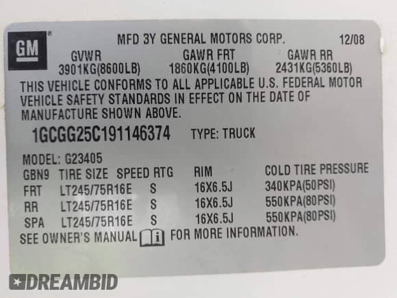 2009 Chevrolet Express Cargo z VIN 1GCGG25C191146374, wystawiony jako IAAI lot #42362448 z przebiegiem 318 817 mil mil oraz . Historia ofert i sprzedaży dostępna na DreamBid. Obrazek 9.