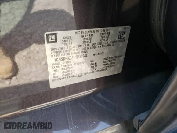 2017 Chevrolet Suburban LT z VIN 1GNSKHKC6HR330247, wystawiony jako Copart lot #67830515 z przebiegiem 138 712 mil mil oraz Szkoda całkowita • Salvage title. Historia ofert i sprzedaży dostępna na DreamBid. Obrazek 13.