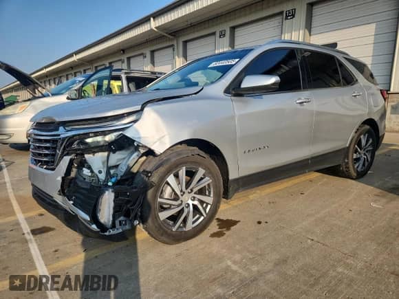 2022 Chevrolet Equinox Premier with VIN 3GNAXNEV5NS104587, listed as a Copart auction lot 60440505 with 42,942 mi miles and Salvage title. Bid and sale history available at DreamBid. Image 1.