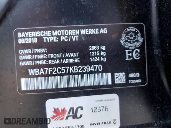 2019 BMW 7 Series 750i xDrive с VIN WBA7F2C57KB239470, выставлен на аукционе Copart как лот 67986555 с пробегом 70 821 миль миль и На запчасти • Non repairable. История ставок и продаж доступна на DreamBid. Изображение 12.