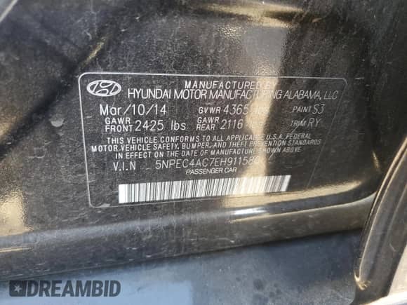 2014 Hyundai Sonata SE с VIN 5NPEC4AC7EH911580, выставлен на аукционе Copart как лот 90384705 с пробегом 123 670 миль миль и Чистый • Clean title. История ставок и продаж доступна на DreamBid. Изображение 13.