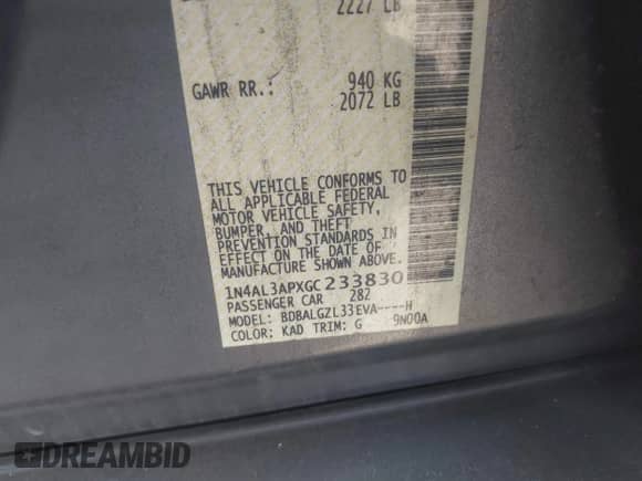 2016 Nissan Altima SR z VIN 1N4AL3APXGC233830, wystawiony jako IAAI lot #42732451 z przebiegiem 190 762 mil mil oraz . Historia ofert i sprzedaży dostępna na DreamBid. Obrazek 9.