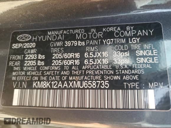 2021 Hyundai Kona SE с VIN KM8K12AAXMU658735, выставлен на аукционе Copart как лот 69924725 с пробегом 123 744 миль миль и Списание • Salvage title. История ставок и продаж доступна на DreamBid. Изображение 13.