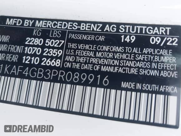 2023 Mercedes-Benz C 300 z VIN W1KAF4GB3PR089916, wystawiony jako IAAI lot #42286260 z przebiegiem 34 050 mil mil oraz . Historia ofert i sprzedaży dostępna na DreamBid. Obrazek 9.