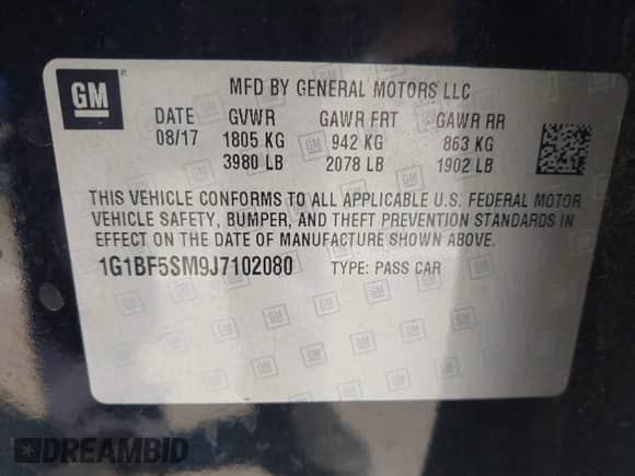 2018 Chevrolet Cruze Premier с VIN 1G1BF5SM9J7102080, выставлен на аукционе IAAI как лот 43280475 с пробегом 56 556 миль миль и . История ставок и продаж доступна на DreamBid. Изображение 9.