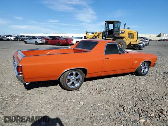 1972 Chevrolet El Camino z VIN 1D80J2L512498, wystawiony jako Copart lot #72752934 z przebiegiem Nie podano mil oraz Szkoda całkowita • Salvage title. Historia ofert i sprzedaży dostępna na DreamBid. Obrazek 3.