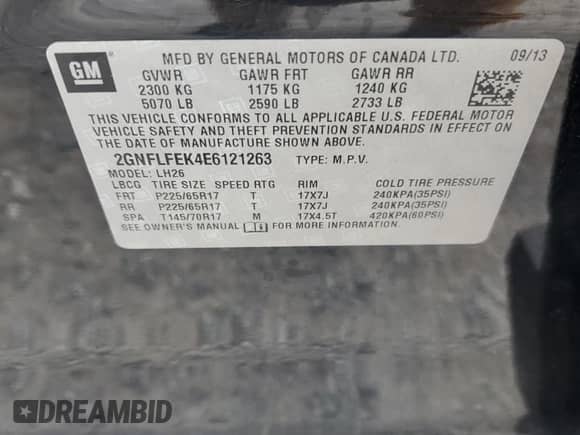 2014 Chevrolet Equinox LT with VIN 2GNFLFEK4E6121263, listed as a Copart auction lot 81768155 with 143,933 mi miles and Salvage title. Bid and sale history available at DreamBid. Image 13.