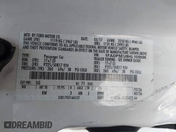 2017 Ford C-Max SE с VIN 1FADP5EU8HL105696, выставлен на аукционе IAAI как лот 43397565 с пробегом 180 134 миль миль и . История ставок и продаж доступна на DreamBid. Изображение 9.