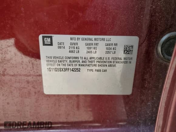 2015 Chevrolet Malibu LTZ с VIN 1G11G5SX3FF142252, выставлен на аукционе Copart как лот 71264835 с пробегом Не указан миль и Списание • Salvage title. История ставок и продаж доступна на DreamBid. Изображение 13.